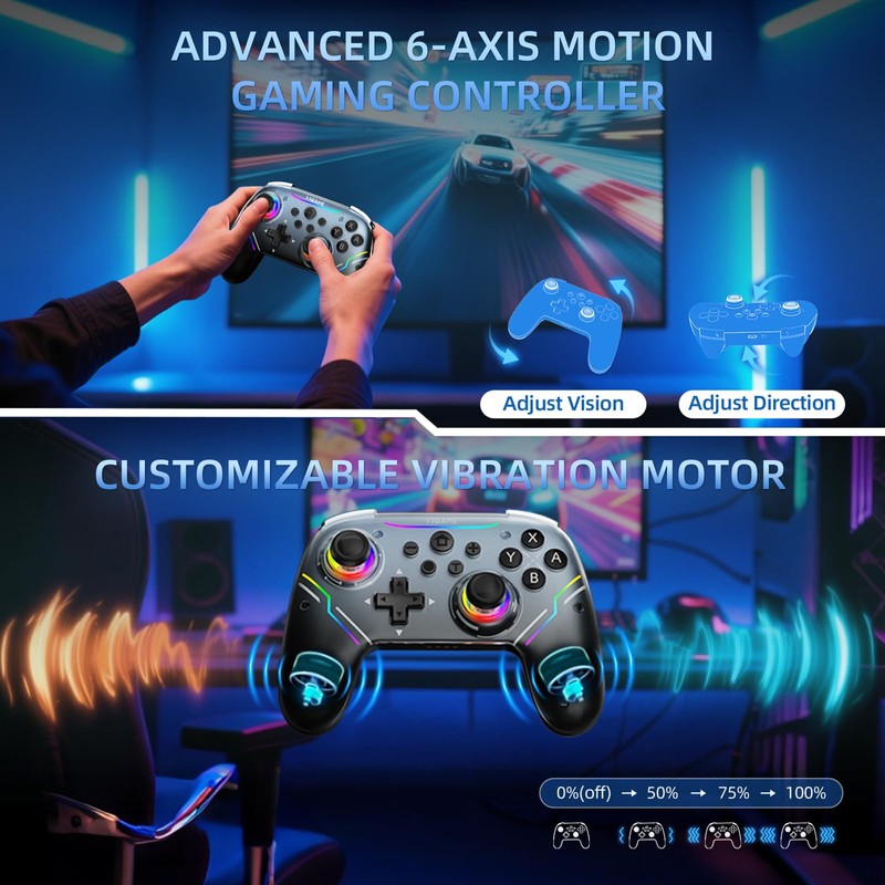 EJGAME Wireless Controller Compatible with Switch/Switch 2/Windows PC/Steam Deck/Android, Switch
