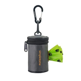 simpletome Dispensador de bolsas de basura para perro para cinturón impermeable 1680D Oxford YKK cremallera (gris)