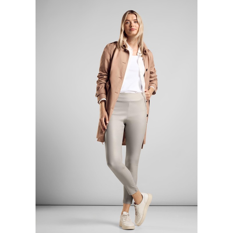 Street One Women's Leather Look Leggings, Stone Beige