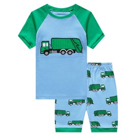 KikizYe Baby Boys Garbage Truck Summer Pajamas Kids Short Sleeve Pjs Toddler Size 3T