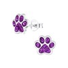 Sterling Silver Amethyst Purple Crystal Paw Stud Earrings - Size: 8mm Cubic Zirconia