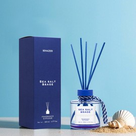 BEHAZEER Sea Salt Reed Diffuser Set, 6.77OZ(200ML) Large Capacity Natural Non-Toxic Oil, Reed Diffusers Set for Home