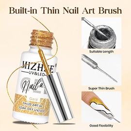 MIZHSE Gel Liner Nail Art 4 Farben Set Schwarz & Wei√ü Geln√§gel Starterset Colours Line Nagellack Gel f√ºr Nagel Design Eingebauter d√ºnner Pinsel UV/LED