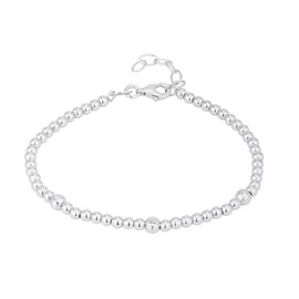 Vanbelle 925 Sterling Silver Jewelry - Rhodium Plated - Designer Silver Bead Bracelet - Stylish Hand Bracelet for Women 6.50" long + 1" extender
