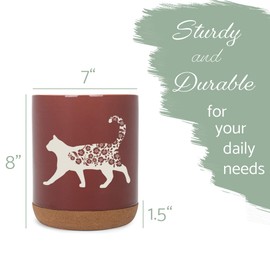 Elanze Designs Floral Cat Flowers Arrangement Kitten Ceramic Cork Bottom Red Large Capacity Utensil Holder Crock for Countertop Storage, Stylish & Durable for Spoons, Spatulas, and Cooking Tools