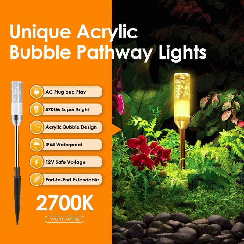 B-right LED Pathway Lights Outdoor, 6 Pcs Path Lights 570