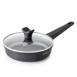 THE ROCK SOHO 8-Inch Non Stick Frying Pan with Lid – Nothing Sticks, Never Warps, Lasts Longer, Healthy Skillet with Heat-Resistant Handle, PFOA Free, Oven & Dishwasher Safe, Black