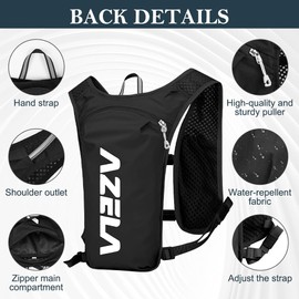 HOTUT Running Vest, Mountaineering Hydration Vest, Lightweight & Breathable and Adjustable, Reflective Hydration Backpack, Running Backpack Men Women for Running, Jogging, Cycling, Marathons, Black