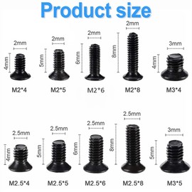 Wzenclave 500Pcs 10SizesScrew Kit Repair Tool Assortment Set Cross Countersunk Laptop Repair Screw Combination Set M2 M2.5 M3 Black Laptop Computer Screws Assortment Kit for Electronic Repair
