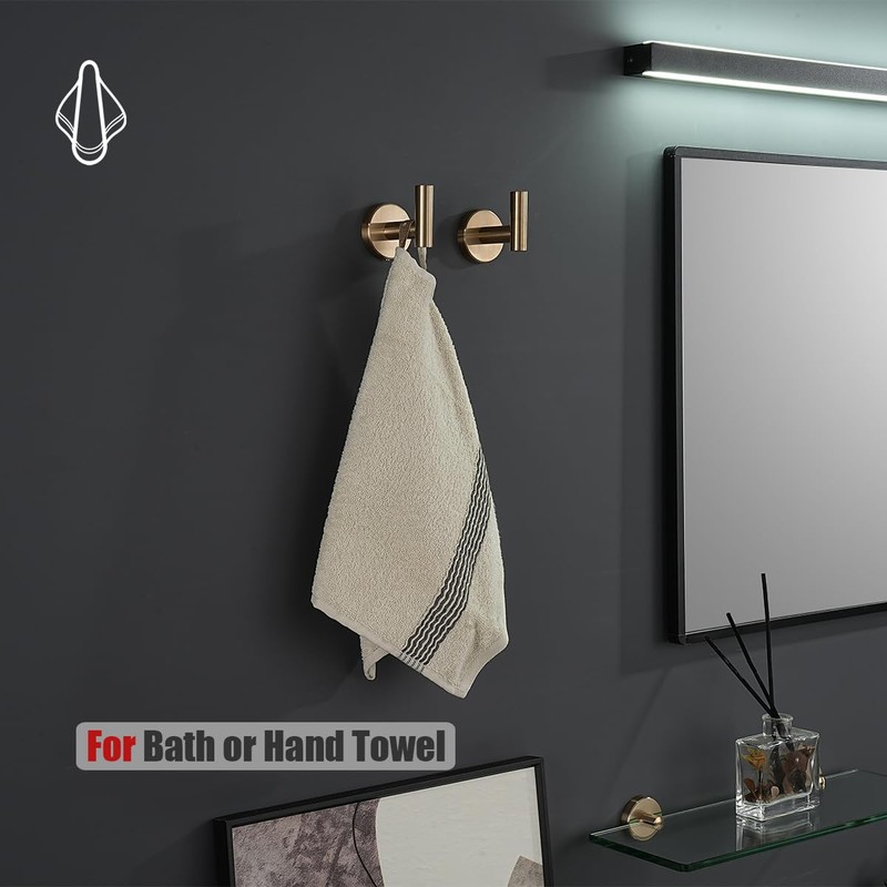 JQK Bathroom Towel Hook Champagne Bronze, Coat Robe Clothes Hook