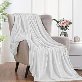Cuddly, Fluffy Blanket, 130 x 160 cm - Small Fleece Sofa & Couch Blankets - Super Soft, as Sofa Throw, White
