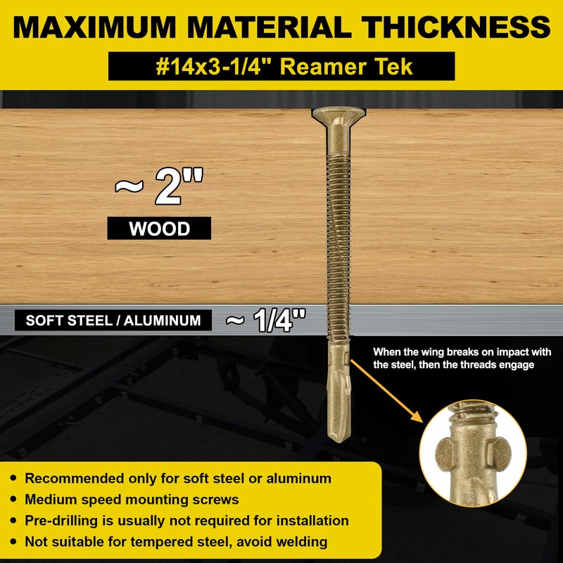 FMhotu #14 x 3-1/4" Trailer Deck Screws, Self-Tapping Sheet Wood