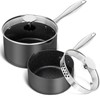 MICHELANGELO Hard Anodized Saucepan Set with Lids, Nonstick Saucepan with