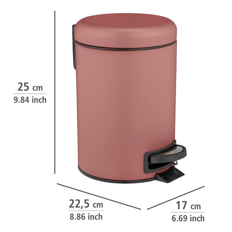 WENKO Leman pedal bin, 3 liters, with removable insert, made