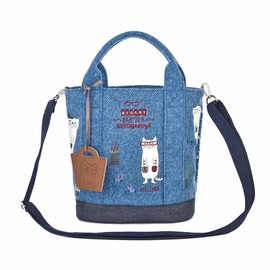 Kusuguru Japan 2-Way Fleece-Bottom Tote Bag, blue