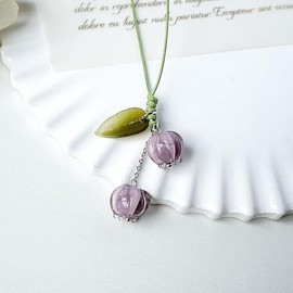 Phone Charm Flower Accessories Creative Tulip Flower Keyring Cute String Strap keychain for Women (Purple, One size)