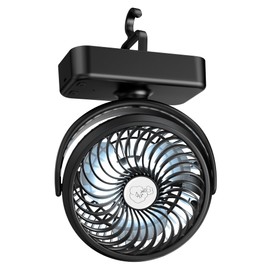 REENUO Portable Camping Fan, Small Tent Fan with Hanging Hook, 40 Working Hours Rechargeable USB Battery Fan with LED Lights for Desk, Bedroom, Travel & Emergency Kit