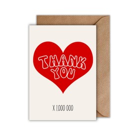 WBdesignz Thank You Card "Thank You x 1,000,000" - Loving Greeting Card in Retro Design - Thank You For Girlfriends, Partner, Family & Colleagues - DIN A6 - 300 g/m² Premium Paper - With Envelope