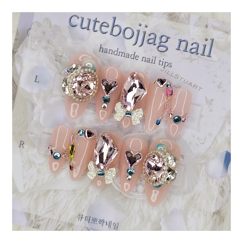 Lovely V-Cut Handmade Nail Tips - Water Drop / 러블리