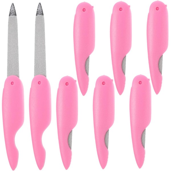 PACKOVE 8pcs Mini Folding Nail Files Double-Sided Metal Manicure Tools