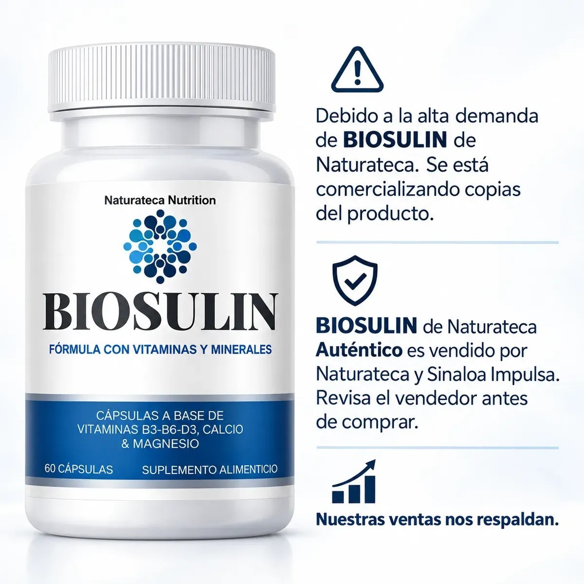 Biosulin 2 Frascos  120 Cápsulas Vitaminas Calcio Magnesio