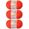 3-Pack Fluffy Wool Blend by Yonkey Monkey. Knitting Crochet DIY Art Crafts (Orange Red 006)