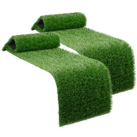 XLX TURF 12"x36" Faux Grass Table Runner Set of 2, Green Artificial Turf Table Centerpiece for Party, Birthday, Wedding, Baby Shower, Home Decor, DIY Crafts