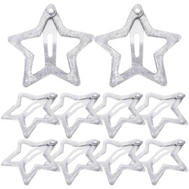 FOMIYES Pinzas Para El Cabello Con Broche De Estrella 10 Uds. De Metal Plateado Pasadores Para El Cabello Con Estrellas Huecas Pasadores Para El Cabello Con Purpurina Accesorios Para
