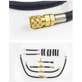 Fuel Injection Pressure Tester Kit 0-140 PSI, Universal Fuel Pump Pressure Gauge Set with Quick Release Valve, Reinforced Hoses & Multi-Size Adapters for Gasoline Engine Diagnostic (((TU-443Red)))
