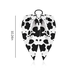 Cow Print Hair Band with Bow for Women Rabbit Bunny Ear Bowknot Elastic Hairband Thick Tine Hair Rubber Bands No Damage Ties for Girls Cow Hair Accessories Women Bow Ponytail Holder