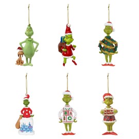 Miaija 6Pieces Grinch Hanging Decorations Christmas Tree Ornament Funny Winter Holiday Party Gifts for Xmas Tree Office Home School Christmas