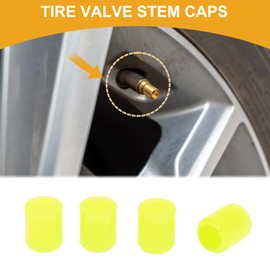Partuto 4 Pcs Fish Pattern Fluorescent Tire Valve Stem Caps for Car Truck Motorbike Bicycle Tyre Valve Dust Covers Decorative Polystyrene Yellow 8x17mm