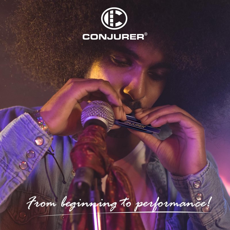 CONJURER Blues Harmonica for Adult 10 Hole Diatonic Harmonica in
