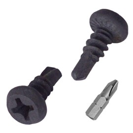 SKIR'CO (Pack of 400) Self Drilling Screws 3.9 x 11mm Black Phosphating Phillips Flat Head Self Tapping Screws