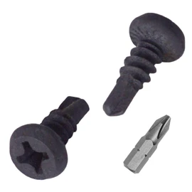 SKIR'CO (Pack of 400) Self Drilling Screws 3.9 x 11mm Black Phosphating Phillips Flat Head Self Tapping Screws