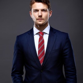 UETLRO Mens Burgundy Stripe Tie 3.15" (8CM) Classic Necktie Striped Ties For Men in Gift Box