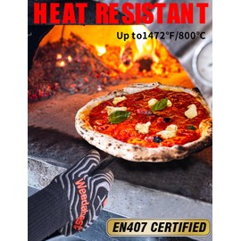 WEEDABEST Hot BBQ Gloves Heat Resistant Kitchen Oven Mitts Professional Long Heat Resistant Cooking Gloves for Grill,Grilling,Smoker,Barbeque,13.5 inch-Gray
