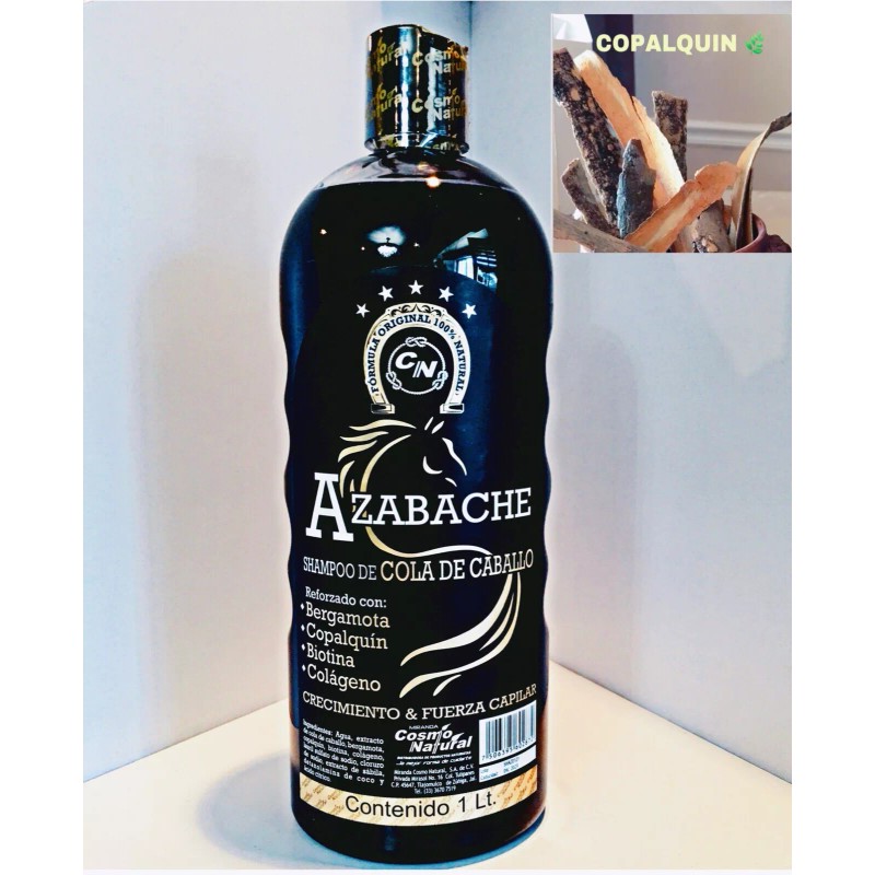 COSMO NATURAL AZABACHE-HAIR GROWTH & STRENGTHENING SHAMPOO-BERGAMOT,COPALQUIN,COLLAGEN,BIOTIN