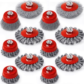 Tioncy 12 Pcs Wire Wheels for 4 1/2 Angle Grinder 4 and 3 Inch Wire Wheel Cup Brush Set Knotted Coarse Crimped Grinder Wheel Grinder Accessories with 5/8-11unc Threaded Arbor