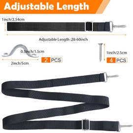 Bimini Boat Top Straps, 2 Pack Bimini Top Straps Adjustable with Loops and Snap Hook Awning Hardware from 28" - 60", Black