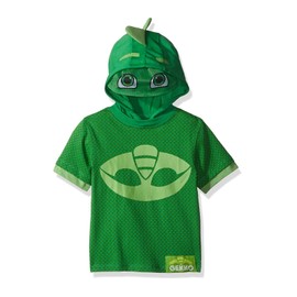 PJ Masks Boys' Toddler Gekko and Catboy Hoodie, Green Short Sleeve, 2T