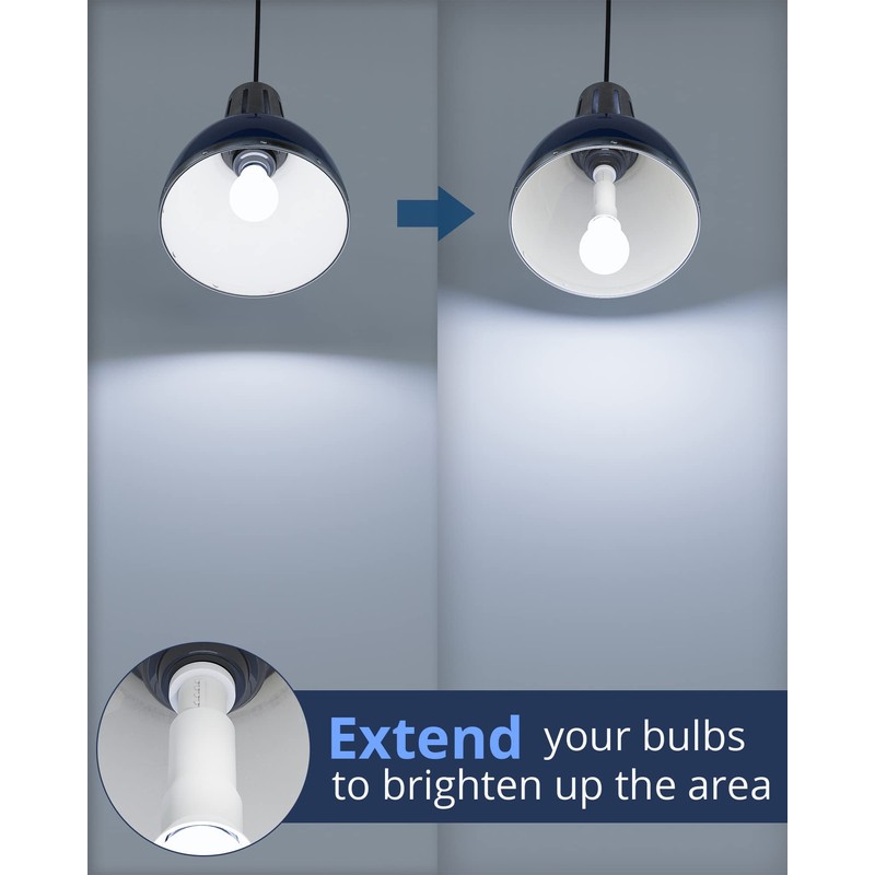 JACKYLED E26 Light Socket Extender 4-Level Extendable, 3.1-4.3in/8-11cm Extension E26/E27