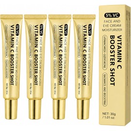 4PC Vitamin C Booster Shot Serum, Vitamin C Wrinkle Glowing Essence Cream, Brightening, Moisturizing Glow Toner, Improves Skin Tone & Smoothness