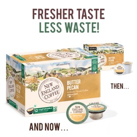 New England Coffee Butter Pecan Medium Roast Single Serve Pods, 12ct Box (Pack of 1)