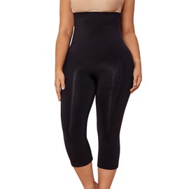 BampooPanPa Capri Shapewear Leggings for Women Tummy Control High Waisted Seamless Body Shaper Butt Lift Thigh Slimmer (Black, Large)