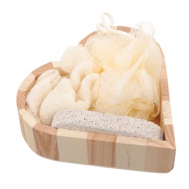 Outanaya 1set Heart-shaped Bathing Scrubber Set Exfoliating Body Tool Kit for Spa and Shower for Skin Nourishing and Relaxing