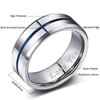 Greenpod 8MM Tungsten Carbide Rings Silver Blue High Polished Beveled