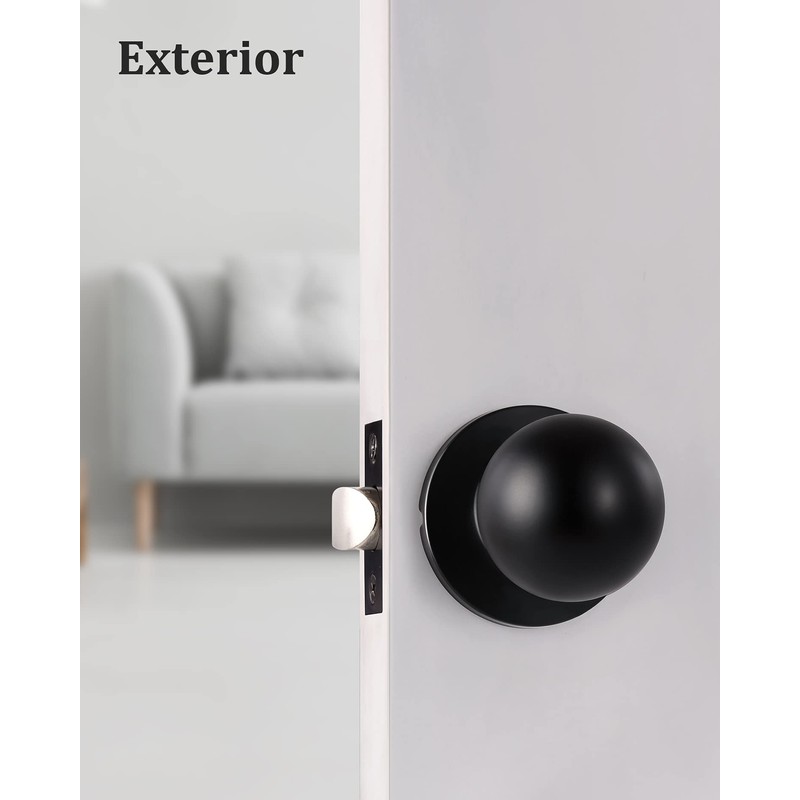 Lanwandeng Matte Black Passage Keyless Door Knobs for Closet/Hall/Conference Room,