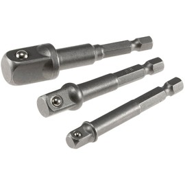 ChiliTec Socket Wrench Adapter Set 3-Piece Hexagonal to Square Socket for Cordless Screwdriver Drill Socket Wrench Bit Holder 1/4, 3/8, 1/2 Inch