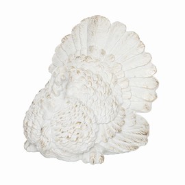 GALLERIE II Large Champagne White Turkey Figurine Fall Harvest Autumn Thanksgiving Home Living Room Coffeetable Bookshelf Fireplace Mantle Kitchen Dining Dinner Table Tabletop Rustic Farmhouse